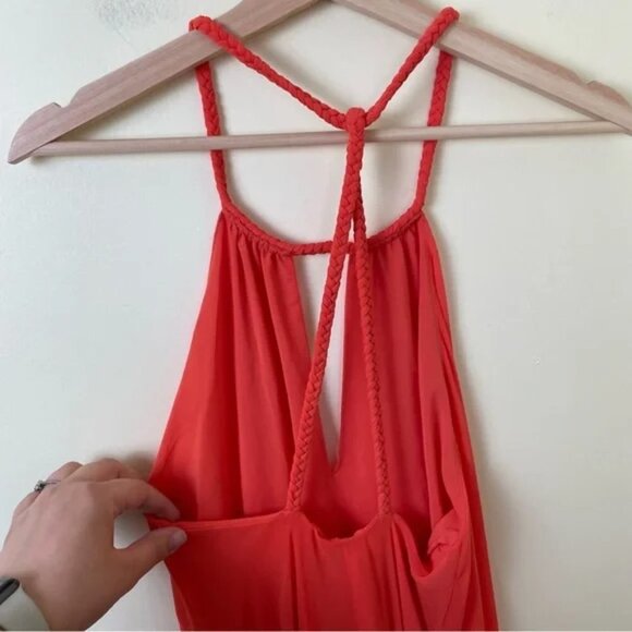 Alice + Olivia Jaelyn Orange Halter Dress w/ Braided Neckline SZ XS - Picture 7 of 9
